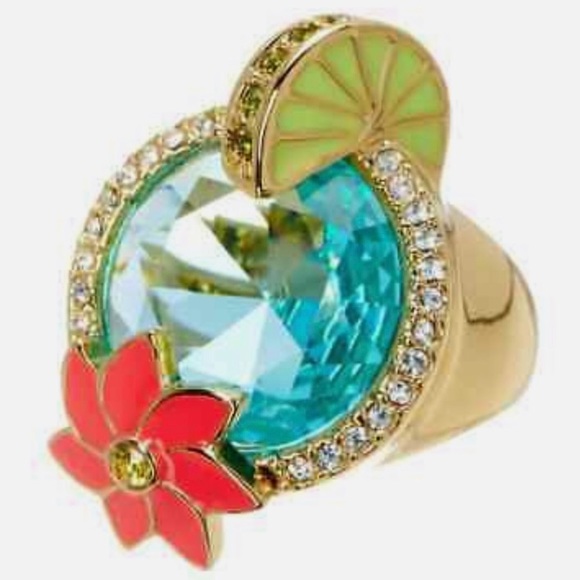 NWT KATE SPADE Out Of Office Cocktail Margarita Lime Flower Statement Ring - Picture 1 of 6